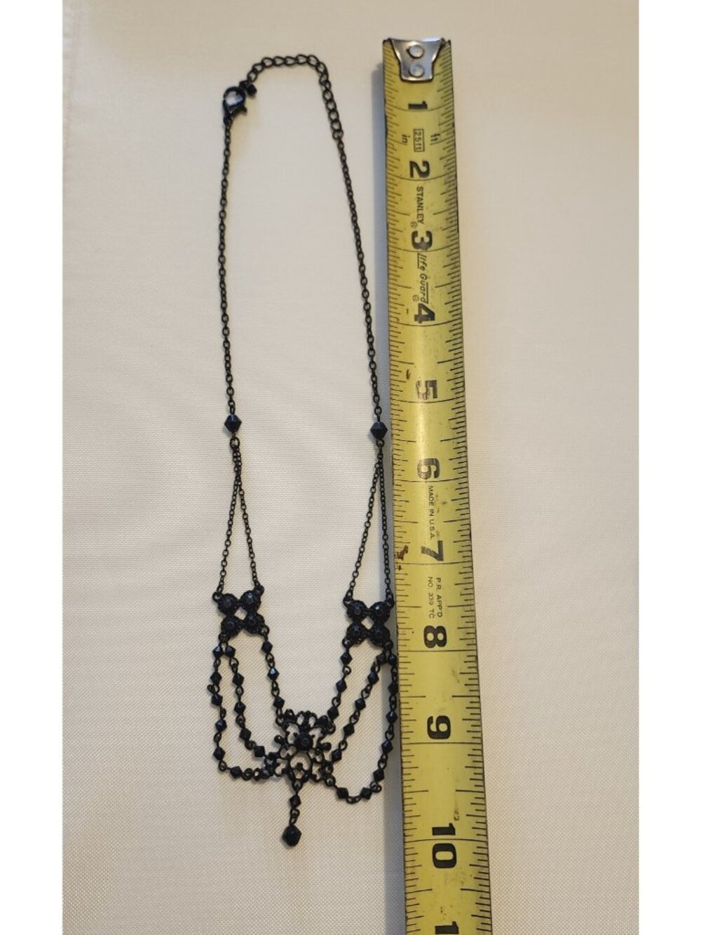 Chandelier Necklace Black Beaded Goth Victorian Swag Drop - Picture 3 of 5